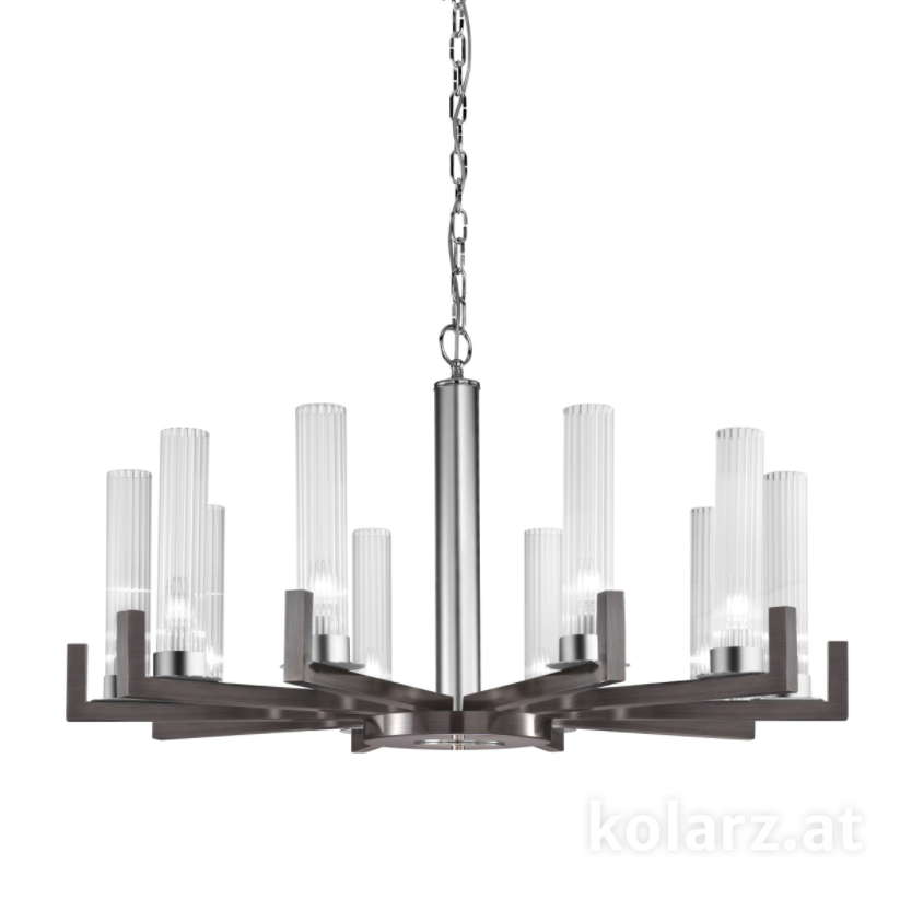 Kolarz Raggio 10 Light Ceiling Chandelier Brunito Brushed 6009.81060