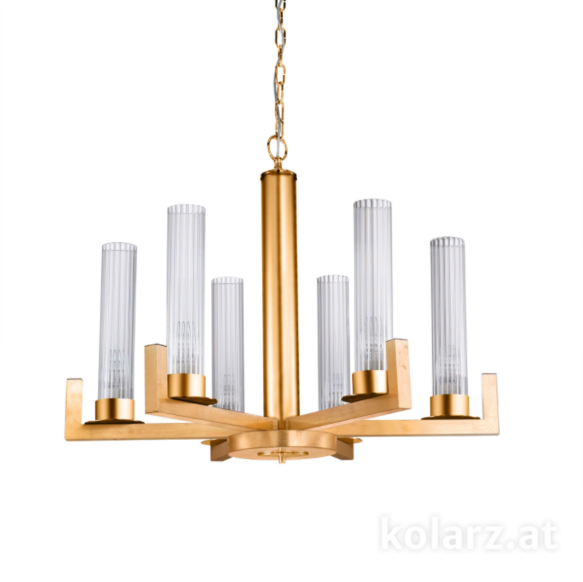 Kolarz Raggio 6 Light Ceiling Chandelier Gold Leaf 6009.80630