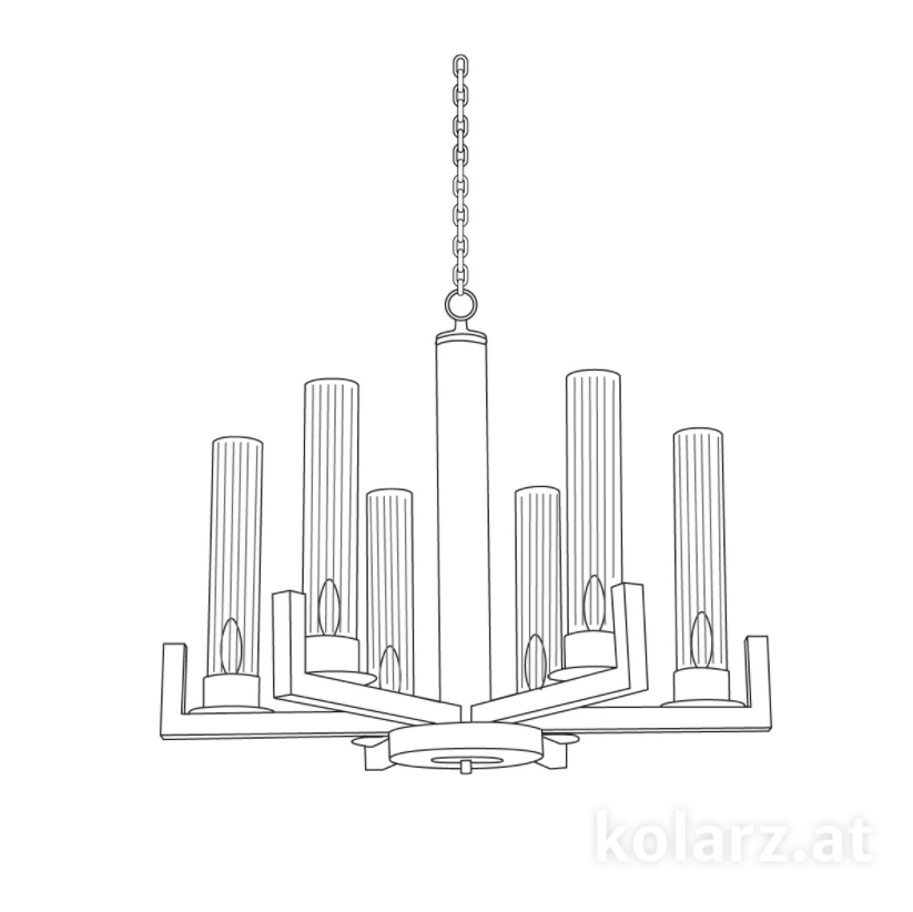 Kolarz Raggio 6 Light Ceiling Chandelier Brunito brushed 6009.80660
