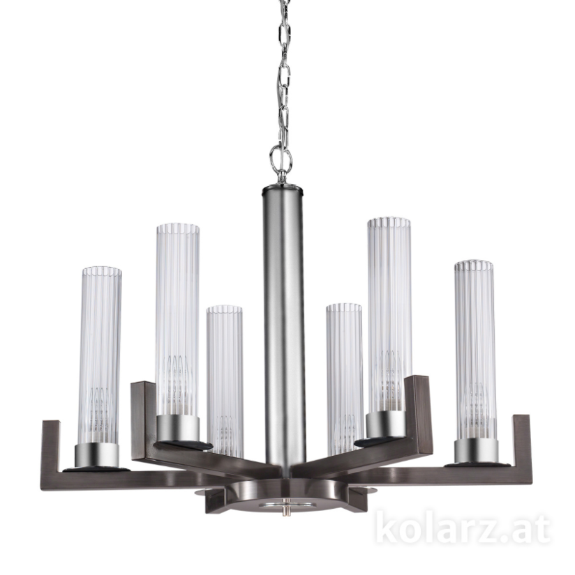Kolarz Raggio 6 Light Ceiling Chandelier Brunito brushed 6009.80660