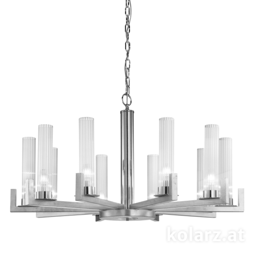 Kolarz Raggio 10 Light Ceiling Chandelier Silver Leaf 6009.81050