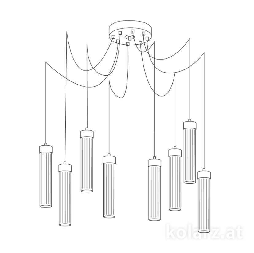 Kolarz Raggio 8 Light Ceiling Pendant Silver Leaf 6009.30850