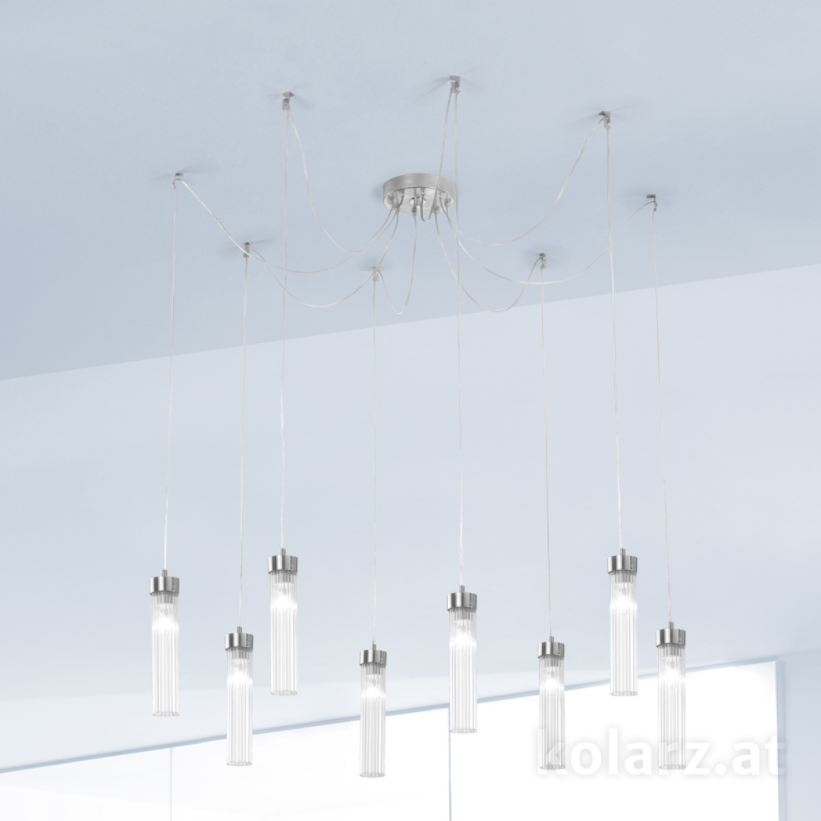 Kolarz Raggio 8 Light Ceiling Pendant Silver Leaf 6009.30850