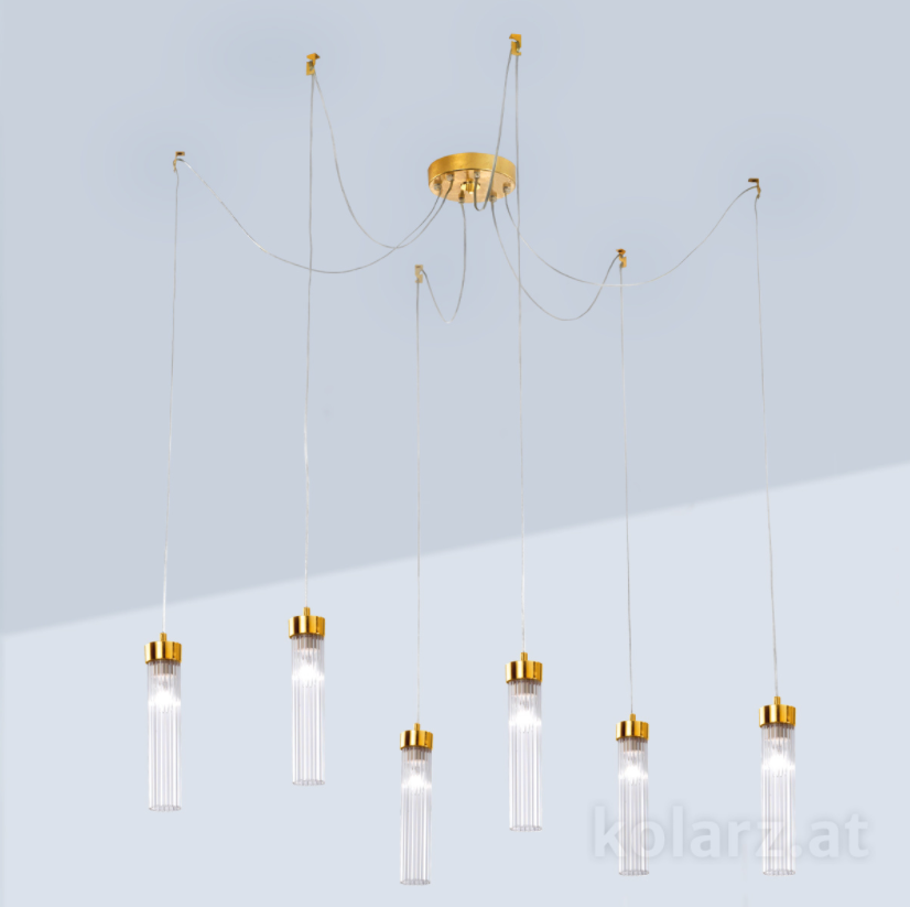 Kolarz Raggio 6 Light Ceiling Pendant Gold Leaf 6009.30630