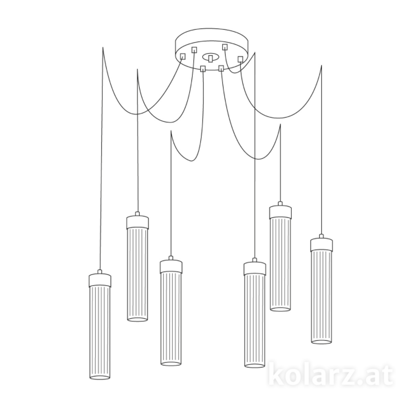 Kolarz Raggio 6 Light Ceiling Pendant Gold Leaf 6009.30630