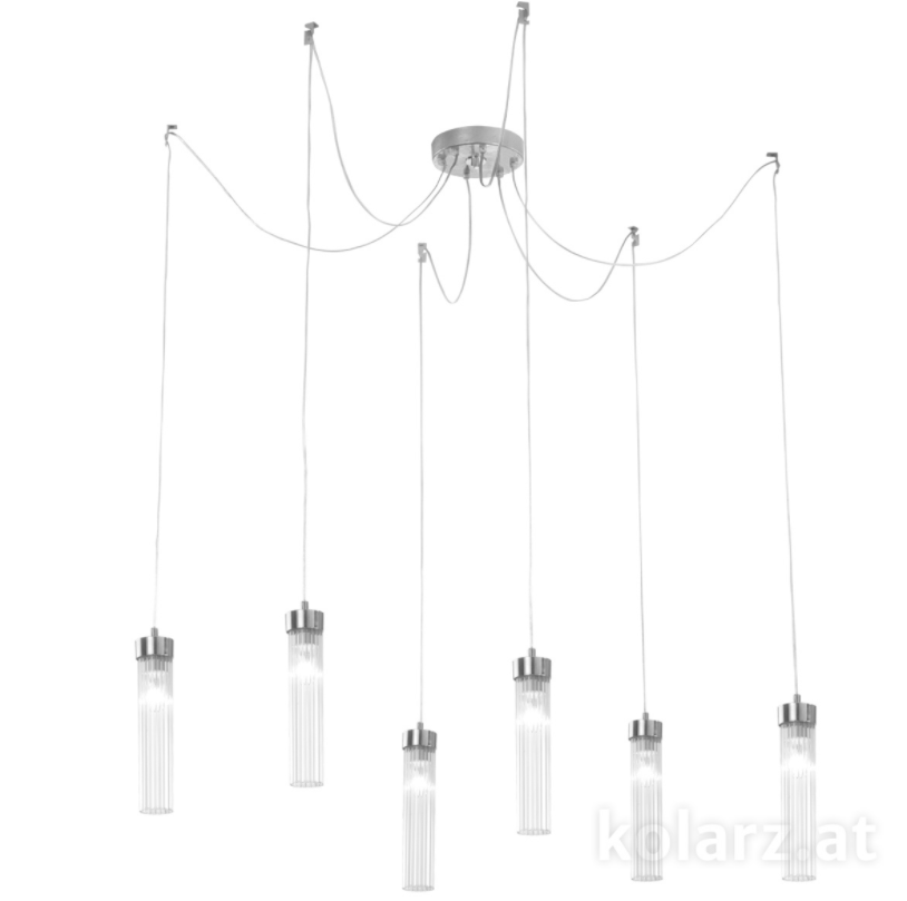 Kolarz Raggio 6 Light Ceiling Pendant Silver Leaf 6009.30650