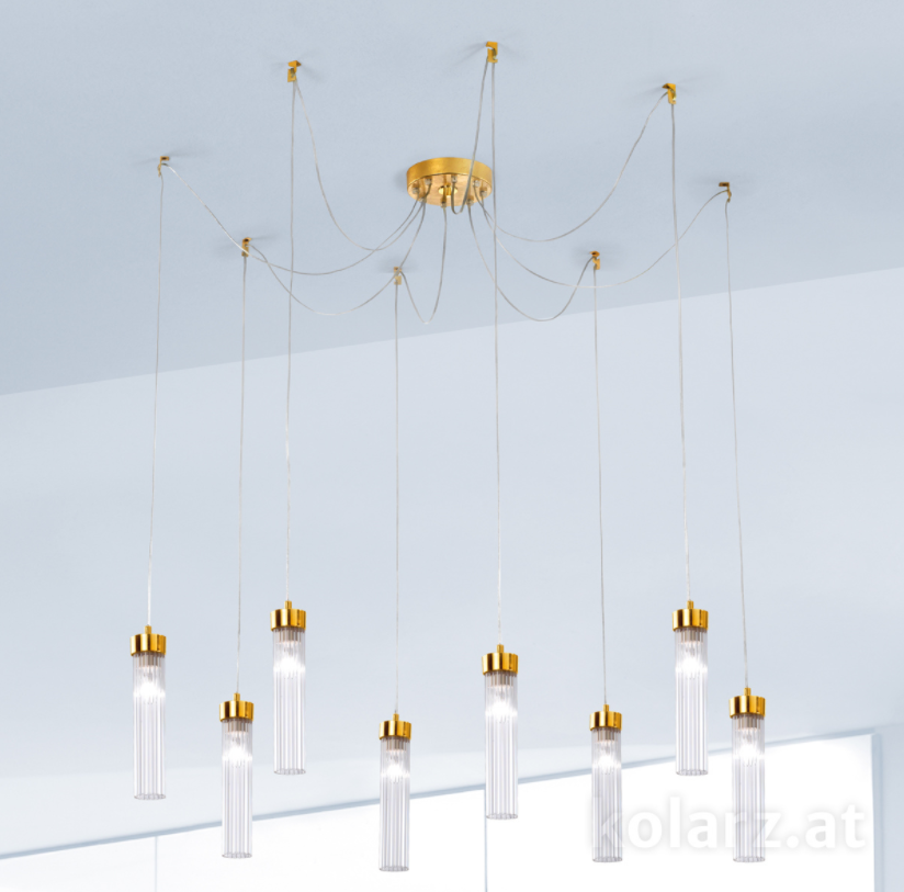 Kolarz Raggio 8 Light Ceiling Pendant Gold Leaf 6009.30830