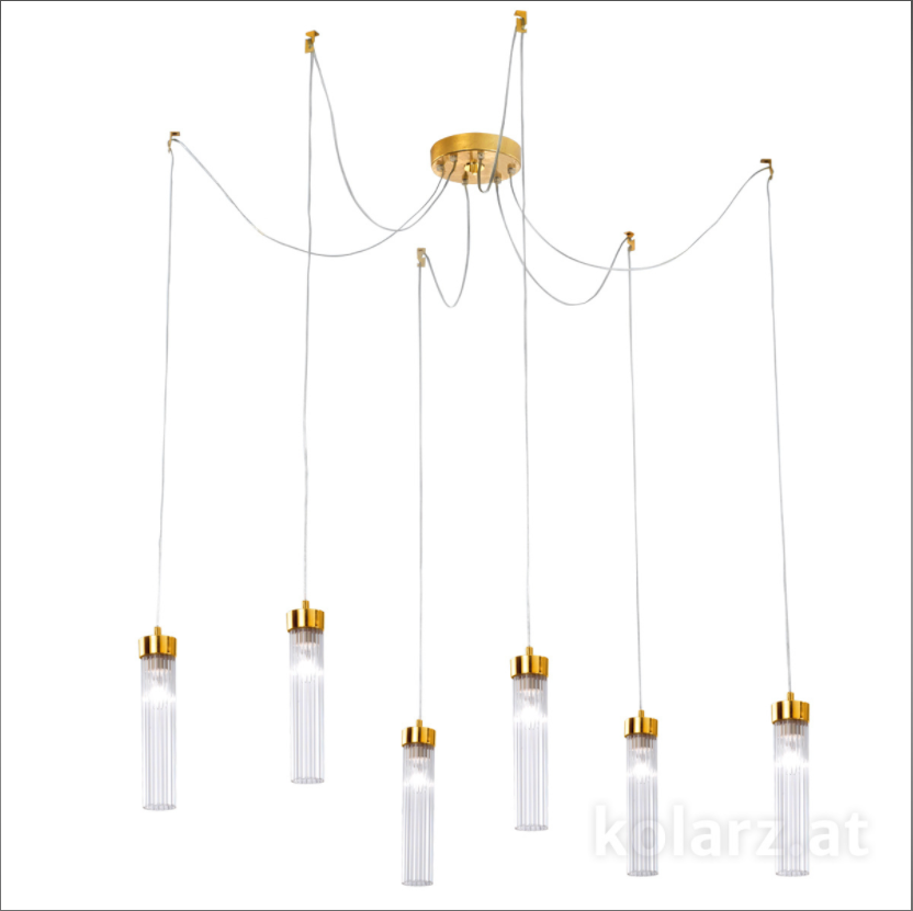Kolarz Raggio 6 Light Ceiling Pendant Gold Leaf 6009.30630