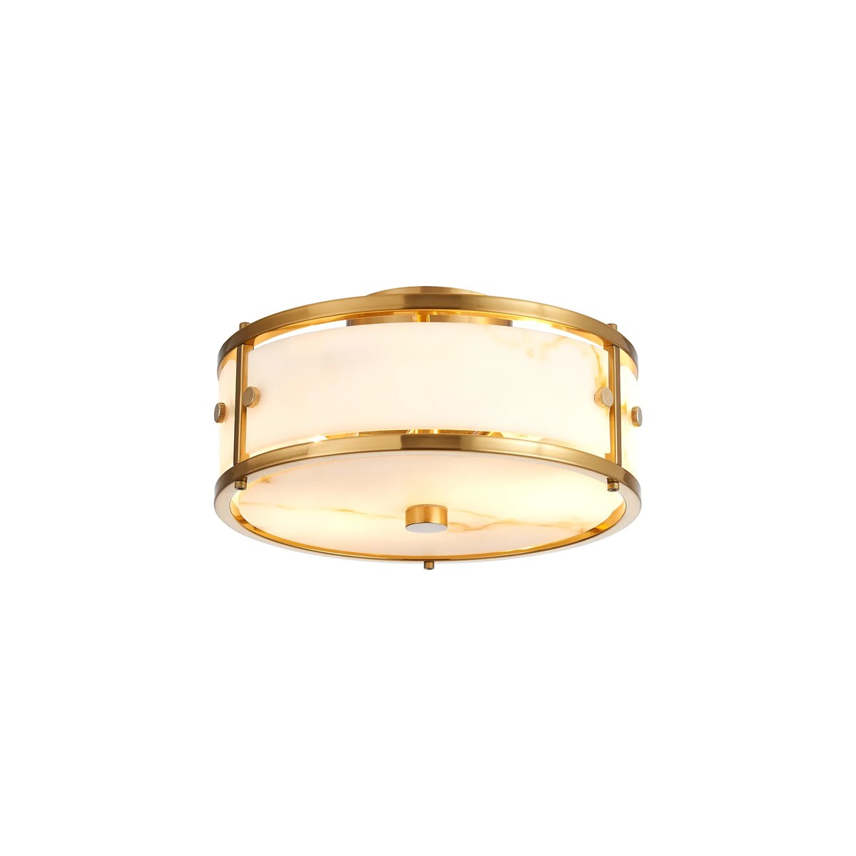 Regent Ramatuelle 2 Light 250mm Round Flush Ceiling Light - Brass / Brown Faux Alabaster
