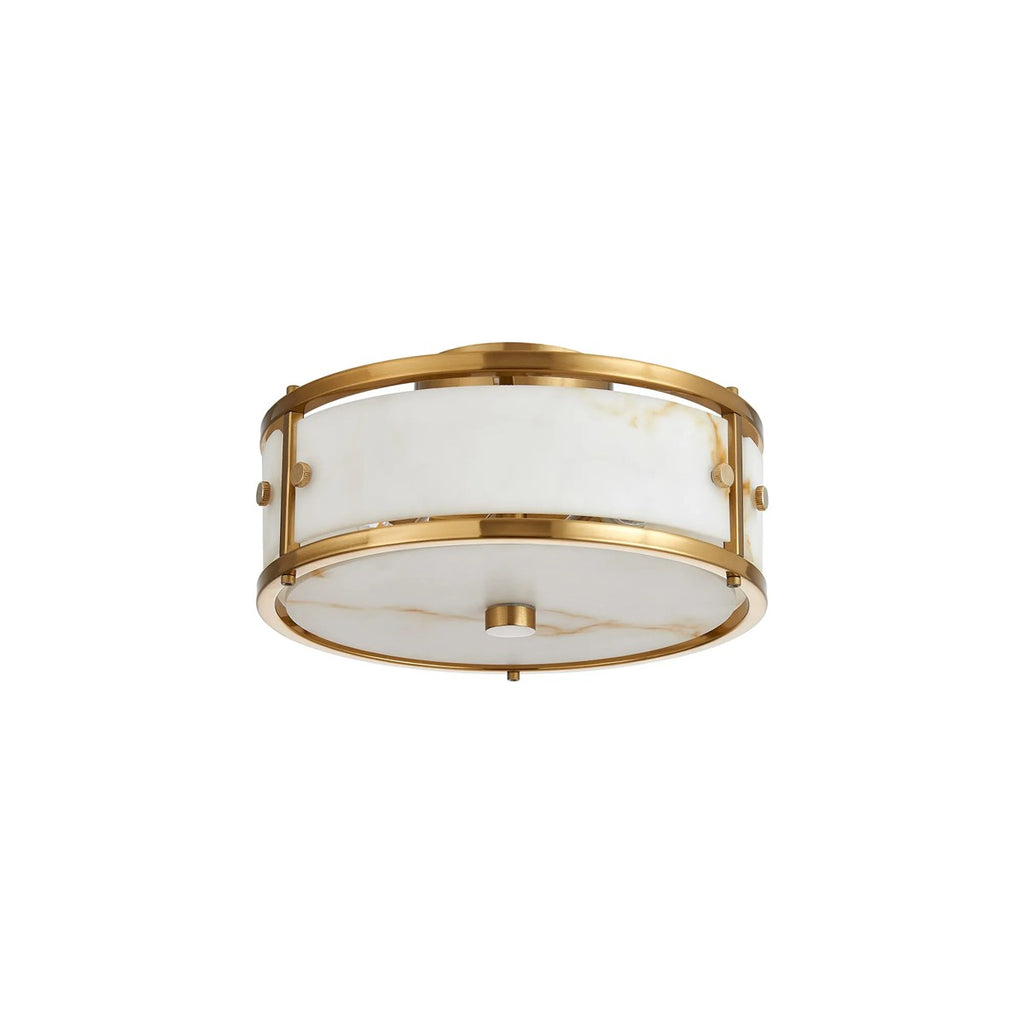 Regent Ramatuelle 2 Light 250mm Round Flush Ceiling Light - Brass / Brown Faux Alabaster