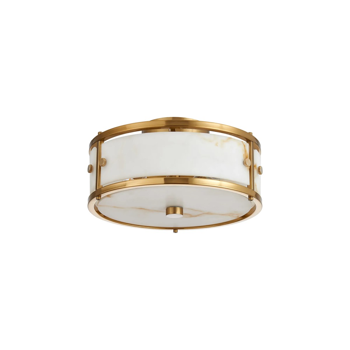 Regent Ramatuelle 2 Light 250mm Round Flush Ceiling Light - Brass / Brown Faux Alabaster