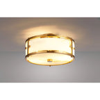 Regent Ramatuelle 2 Light 250mm Round Flush Ceiling Light - Brass / Brown Faux Alabaster