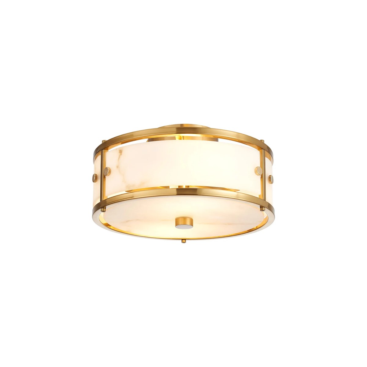 Regent Ramatuelle 2 Light 250mm Round Flush Ceiling Light - Brass / Grey Faux Alabaster