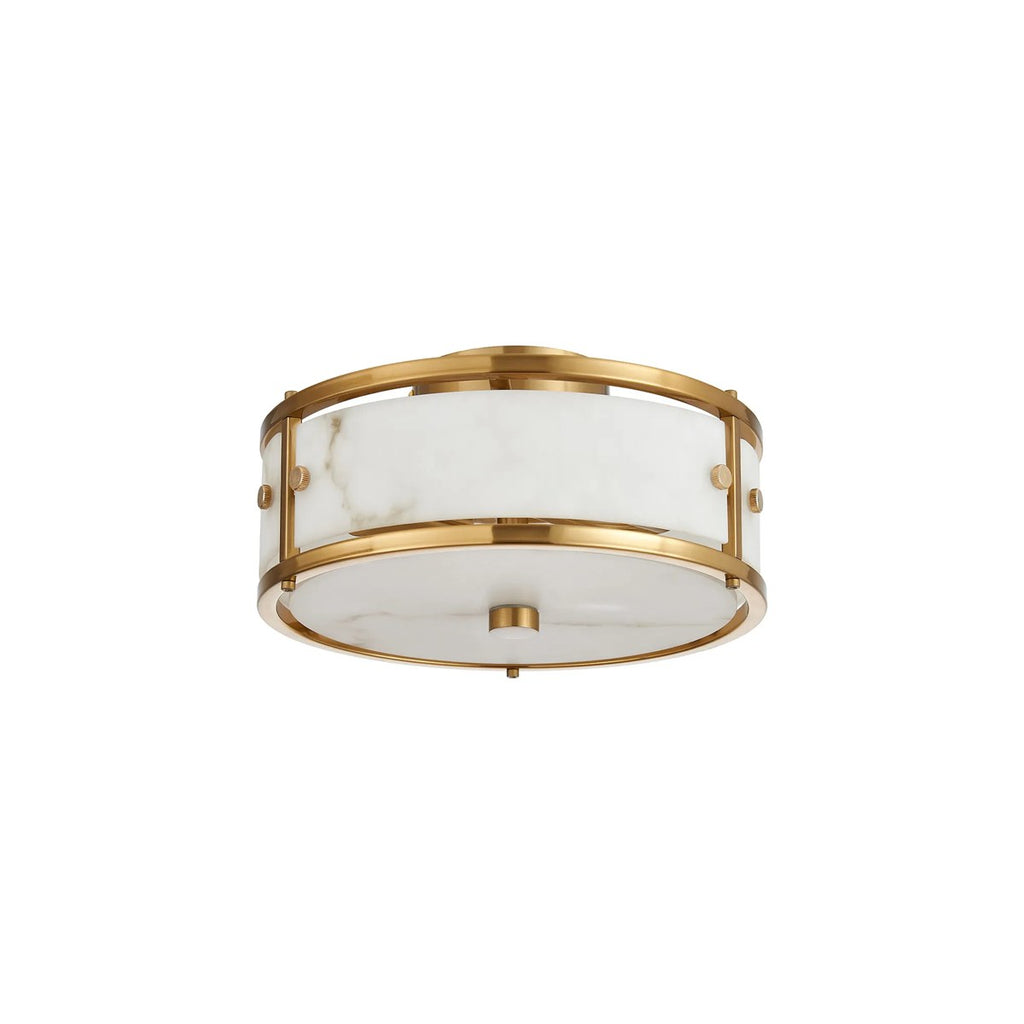 Regent Ramatuelle 2 Light 250mm Round Flush Ceiling Light - Brass / Grey Faux Alabaster