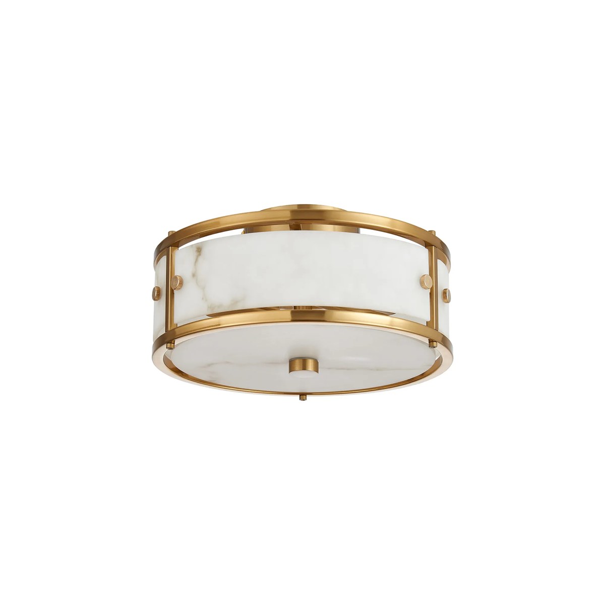 Regent Ramatuelle 2 Light 250mm Round Flush Ceiling Light - Brass / Grey Faux Alabaster