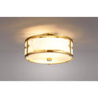 Regent Ramatuelle 2 Light 250mm Round Flush Ceiling Light - Brass / Grey Faux Alabaster