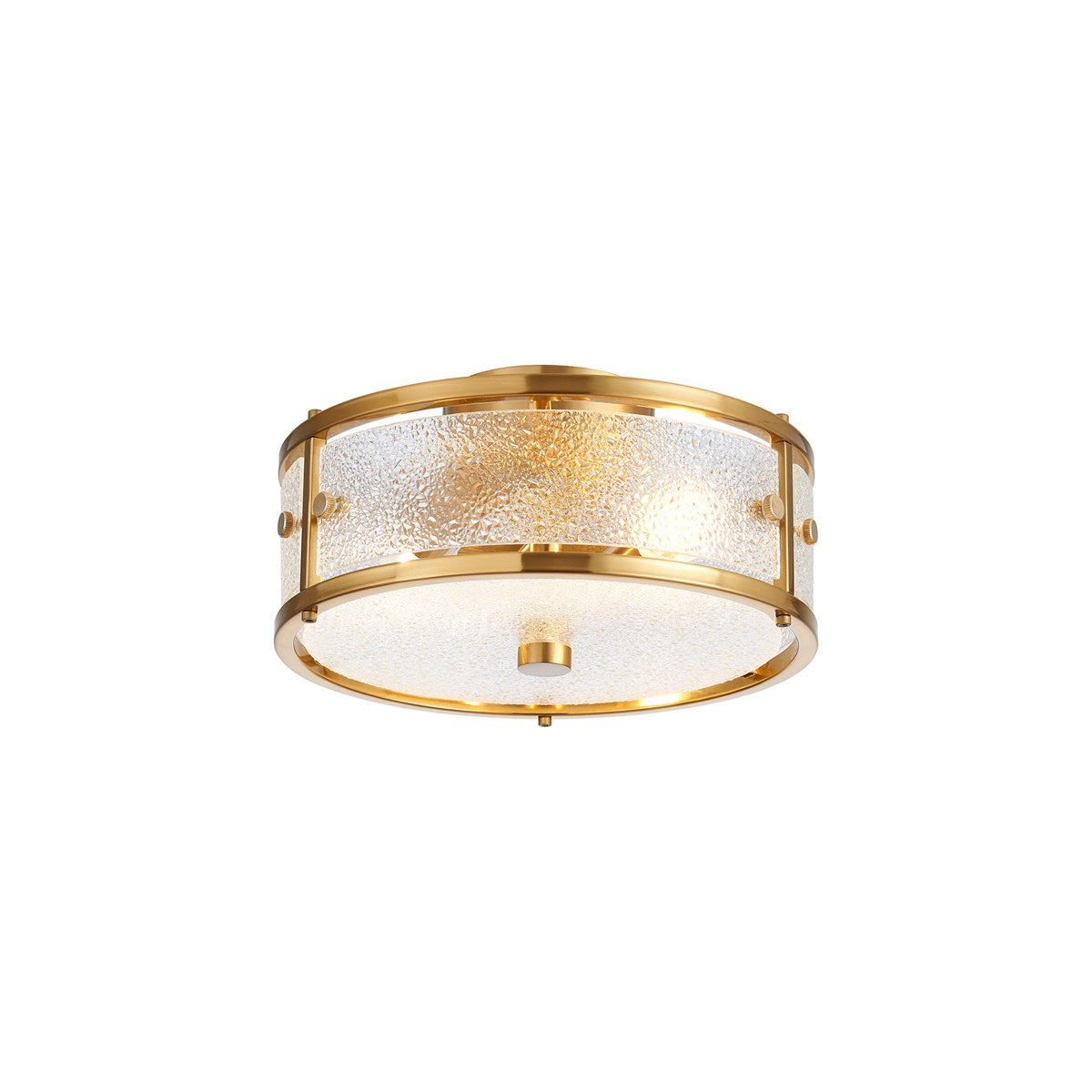 Regent Ramatuelle 2 Light 250mm Round Flush Ceiling Light - Brass / Clear Diamond Pattern
