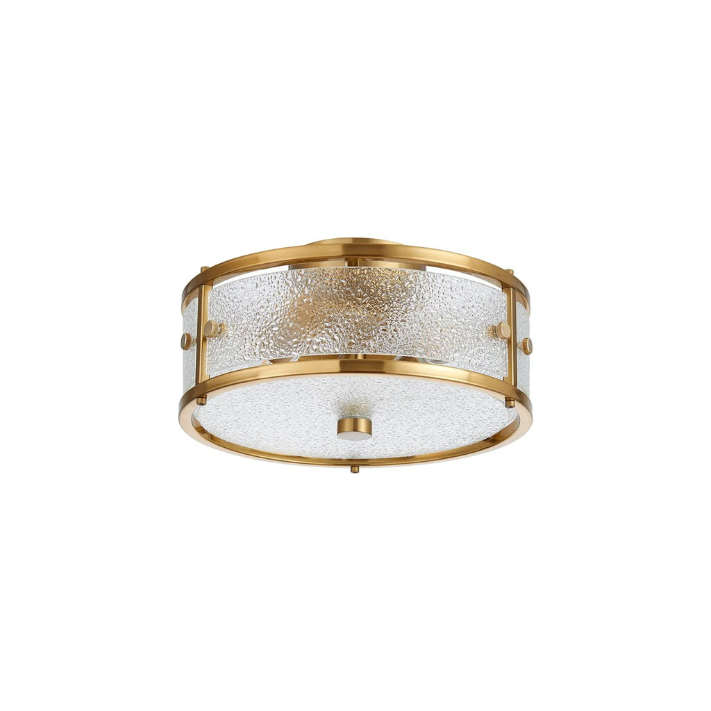 Regent Ramatuelle 2 Light 250mm Round Flush Ceiling Light - Brass / Clear Diamond Pattern