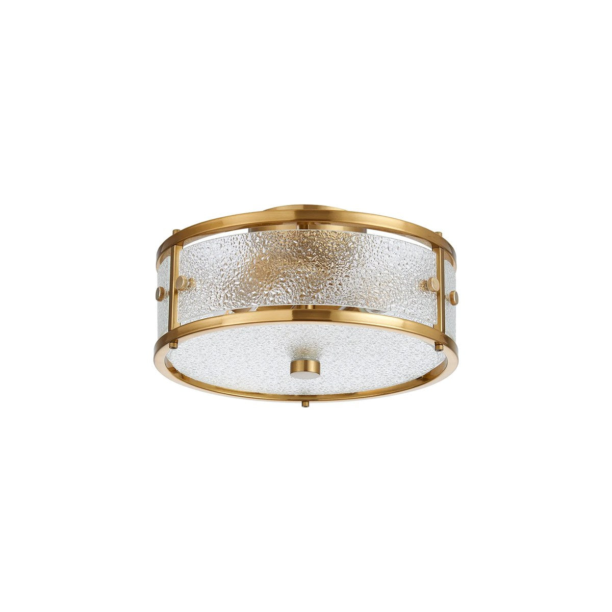 Regent Ramatuelle 2 Light 250mm Round Flush Ceiling Light - Brass / Clear Diamond Pattern