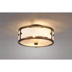 Regent Ramatuelle 2 Light 250mm Round Flush Ceiling Light - Painted Bronze / Brown Faux Alabaster