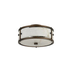 Regent Ramatuelle 2 Light 250mm Round Flush Ceiling Light - Painted Bronze / Grey Faux Alabaster