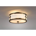 Regent Ramatuelle 2 Light 250mm Round Flush Ceiling Light - Painted Bronze / Grey Faux Alabaster