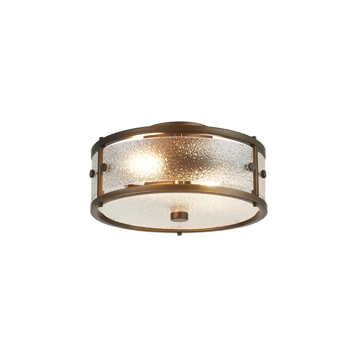 Regent Ramatuelle 2 Light 250mm Round Flush Ceiling Light - Painted Bronze / Clear Diamond Pattern