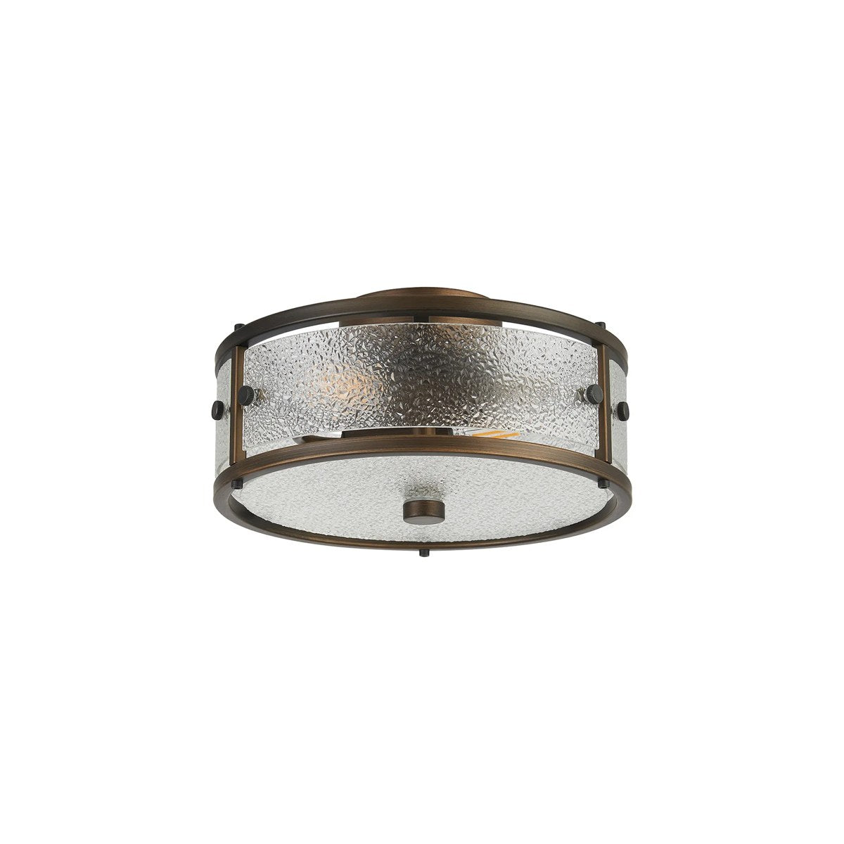 Regent Ramatuelle 2 Light 250mm Round Flush Ceiling Light - Painted Bronze / Clear Diamond Pattern