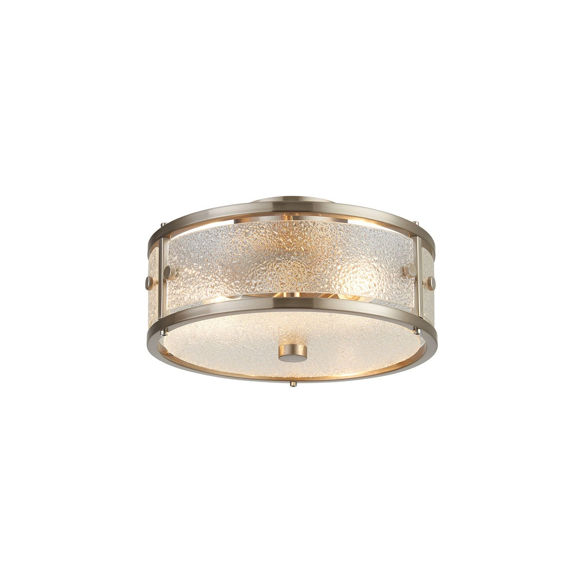 Regent Ramatuelle 2 Light 250mm Round Flush Ceiling Light - Satin Nickel / Clear Diamond Pattern