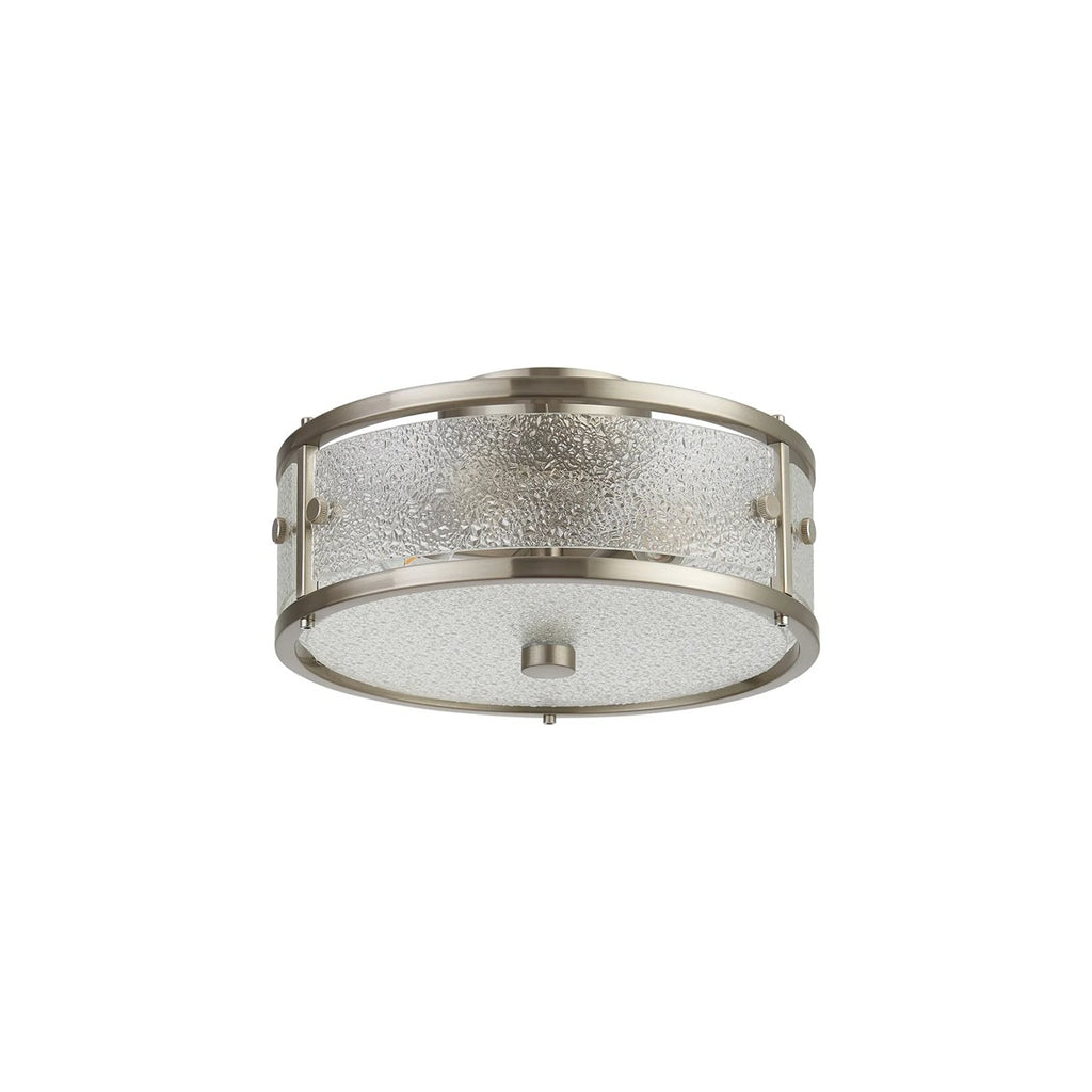 Regent Ramatuelle 2 Light 250mm Round Flush Ceiling Light - Satin Nickel / Clear Diamond Pattern