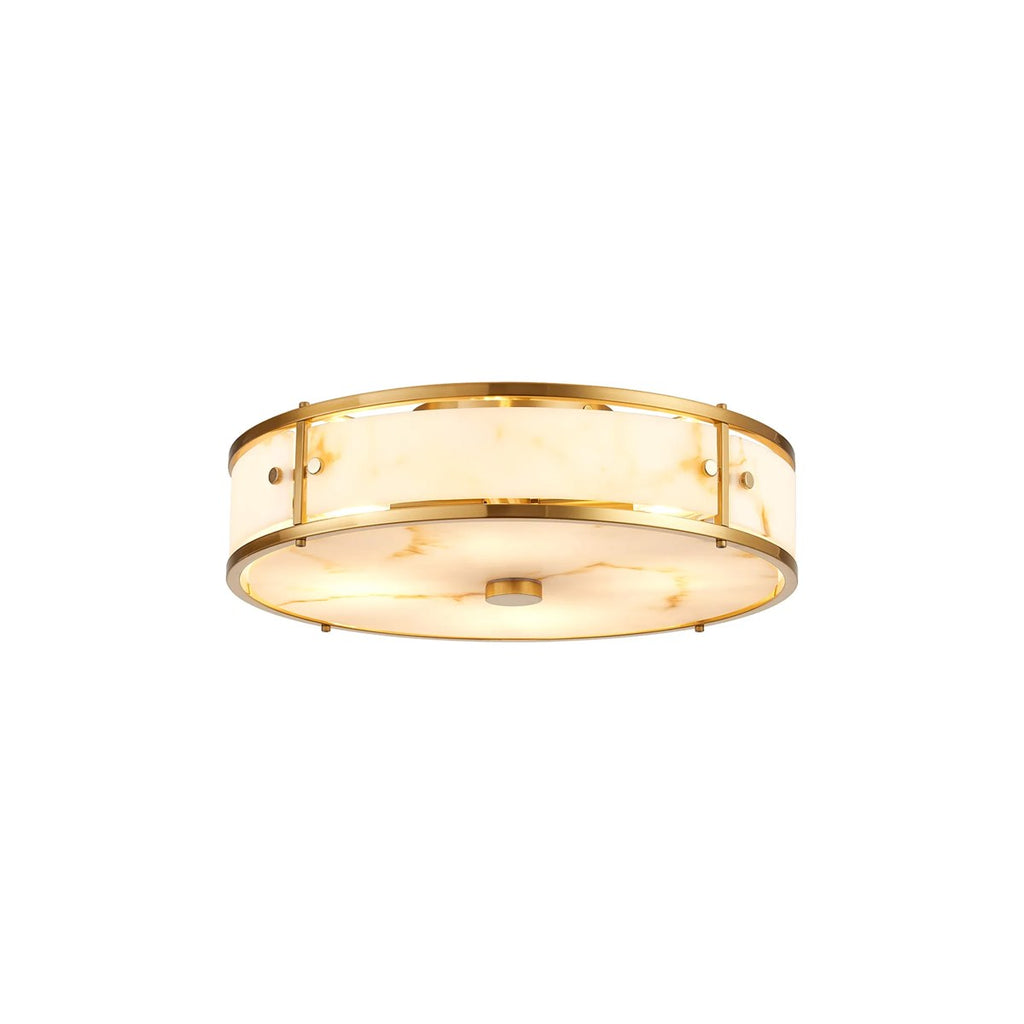 Regent Ramatuelle 4 Light 400mm Round Flush Ceiling Light - Brass / Brown Faux Alabaster