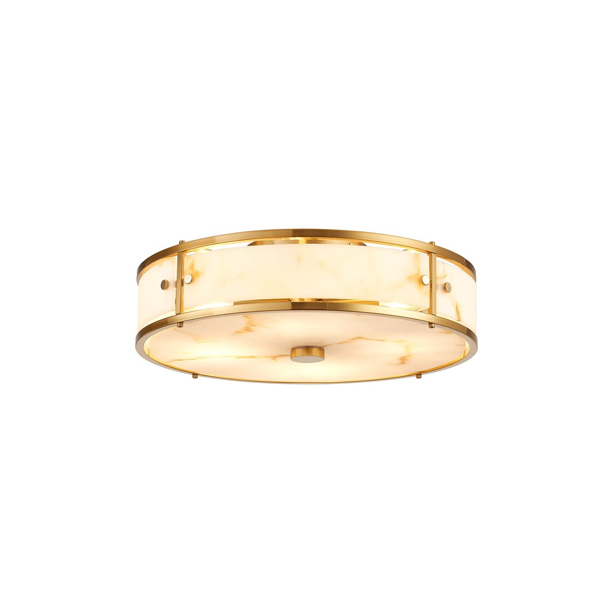 Regent Ramatuelle 4 Light 400mm Round Flush Ceiling Light - Brass / Brown Faux Alabaster