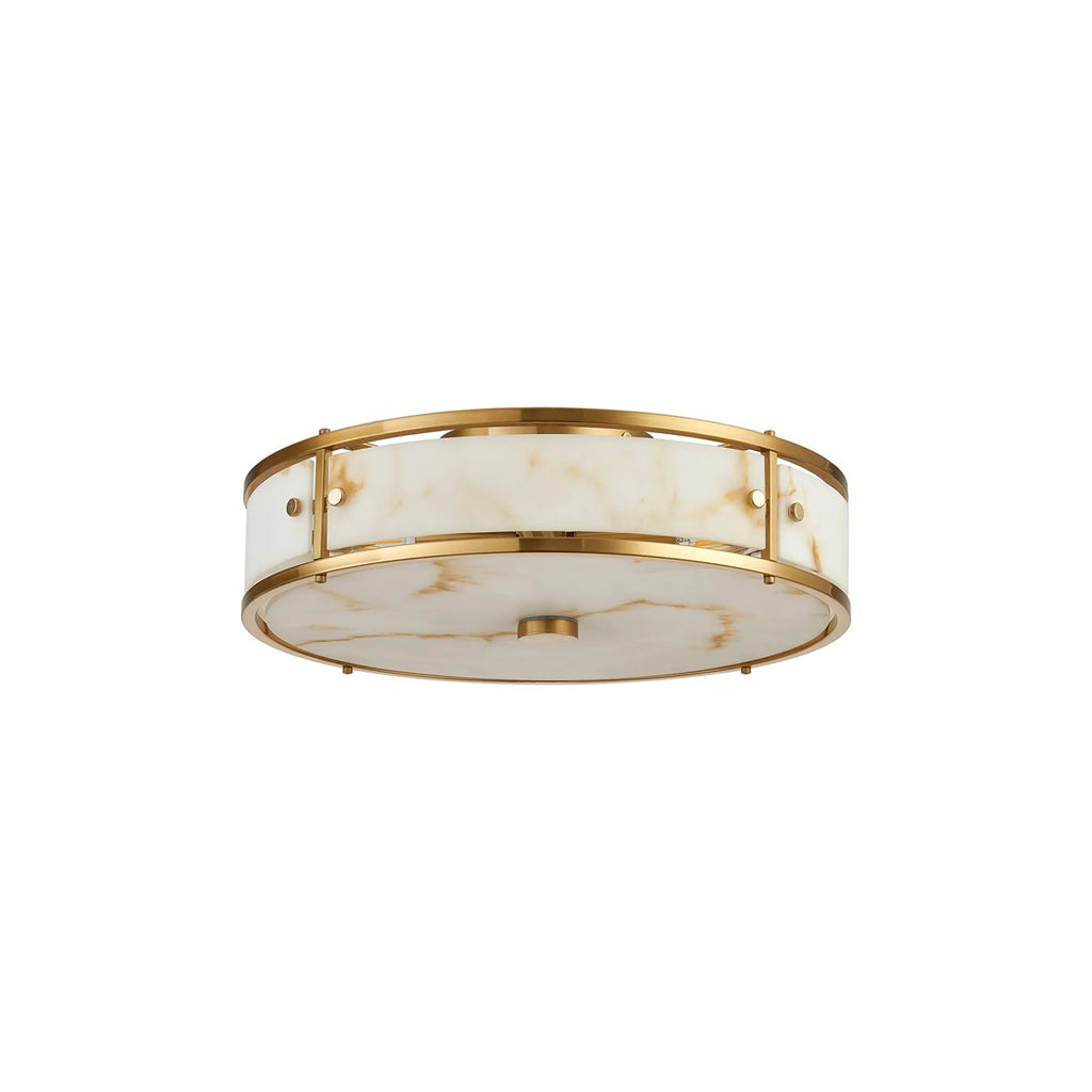 Regent Ramatuelle 4 Light 400mm Round Flush Ceiling Light - Brass / Brown Faux Alabaster