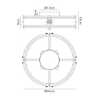Regent Ramatuelle 4 Light 400mm Round Flush Ceiling Light - dimensions