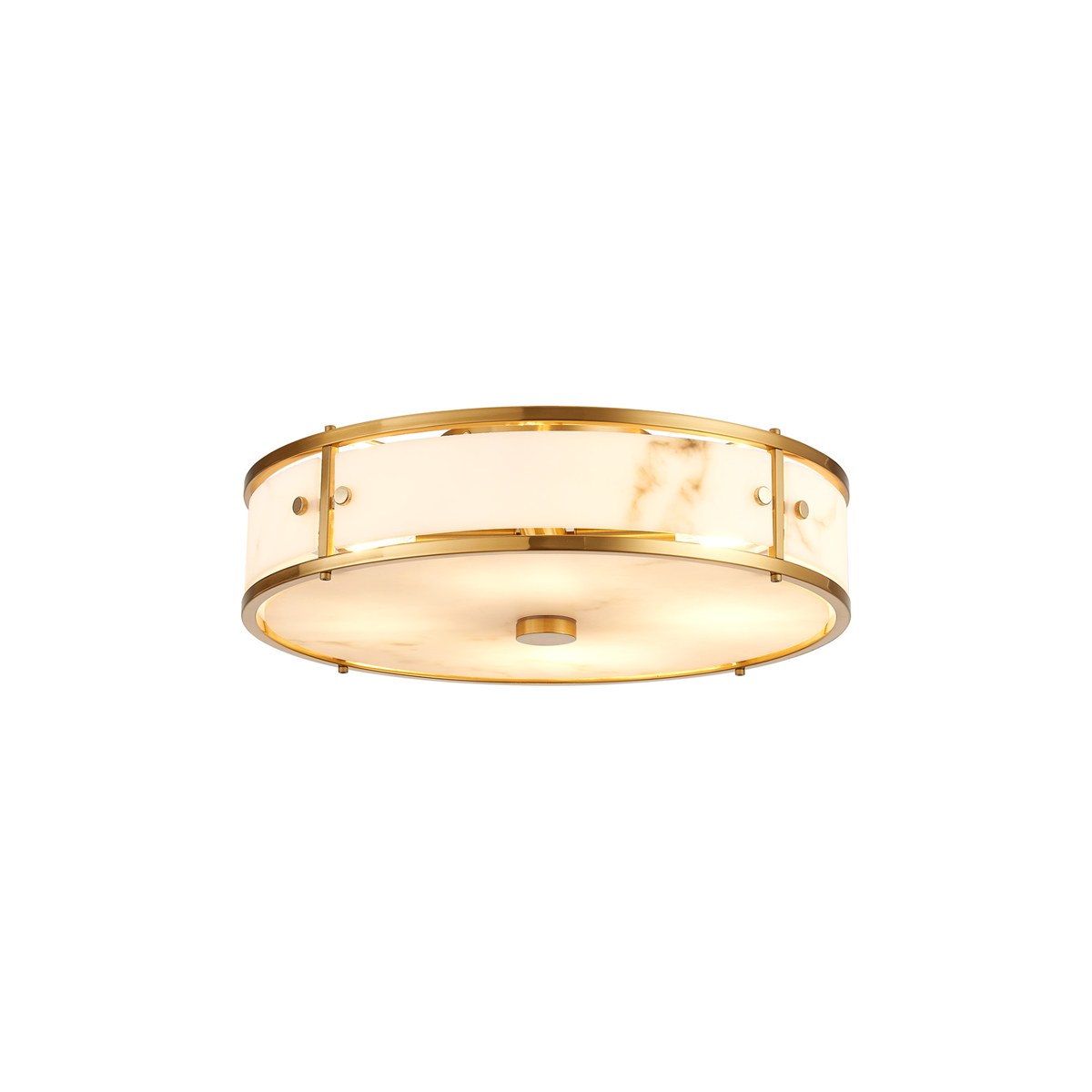 Regent Ramatuelle 4 Light 400mm Round Flush Ceiling Light - Brass / Grey Faux Alabaster