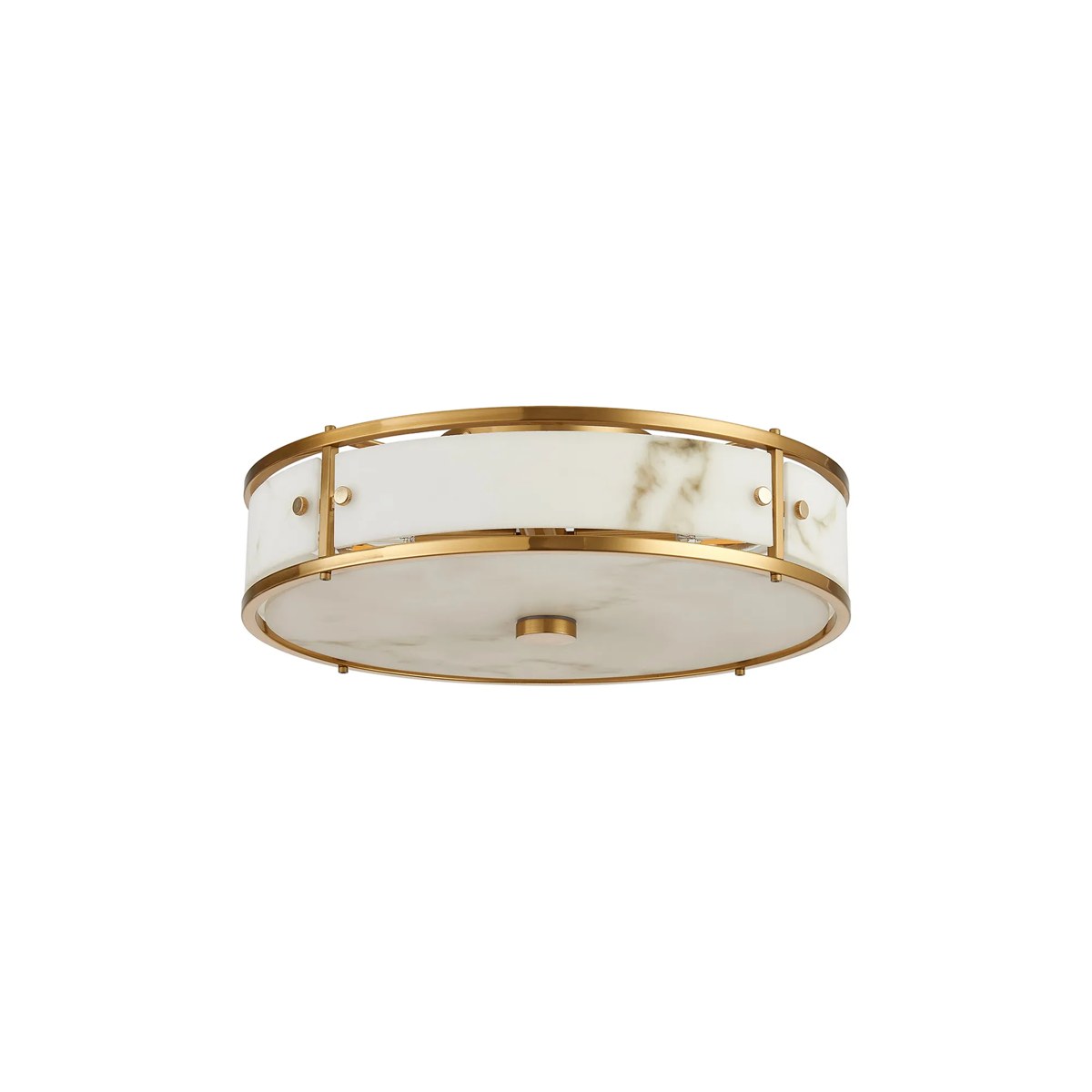Regent Ramatuelle 4 Light 400mm Round Flush Ceiling Light - Brass / Grey Faux Alabaster