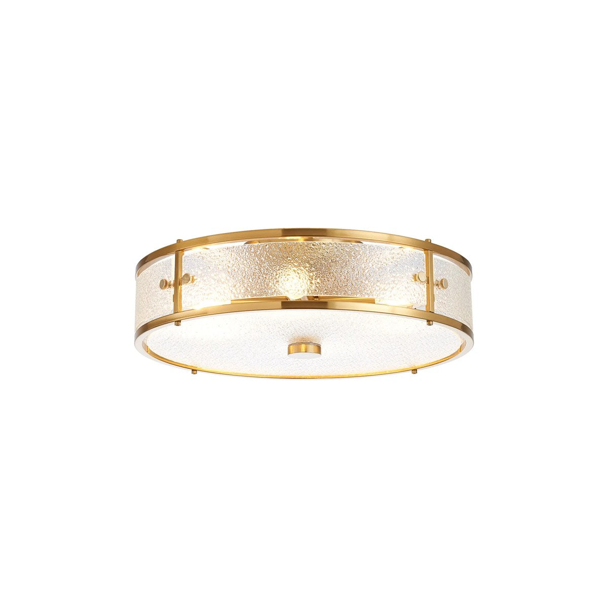Regent Ramatuelle 4 Light 400mm Round Flush Ceiling Light - Brass / Clear Diamond Pattern