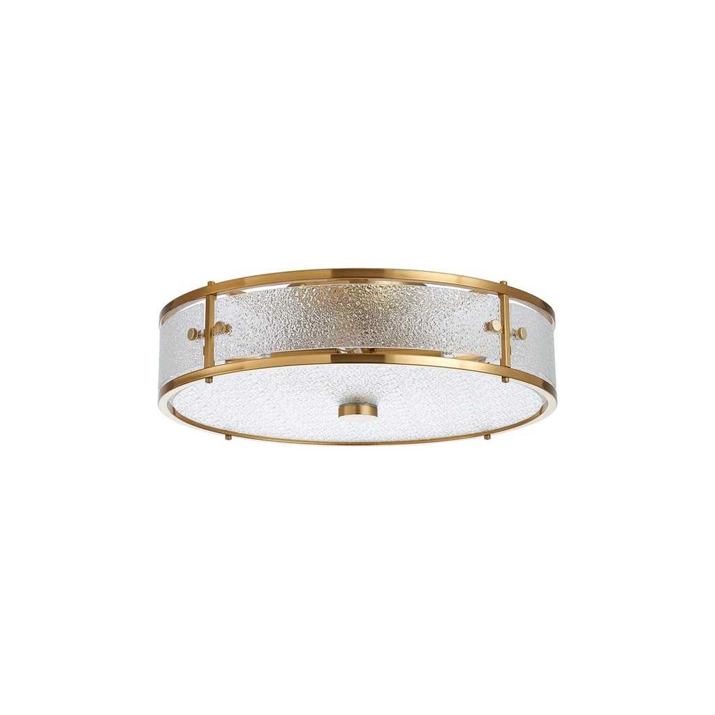 Regent Ramatuelle 4 Light 400mm Round Flush Ceiling Light - Brass / Clear Diamond Pattern