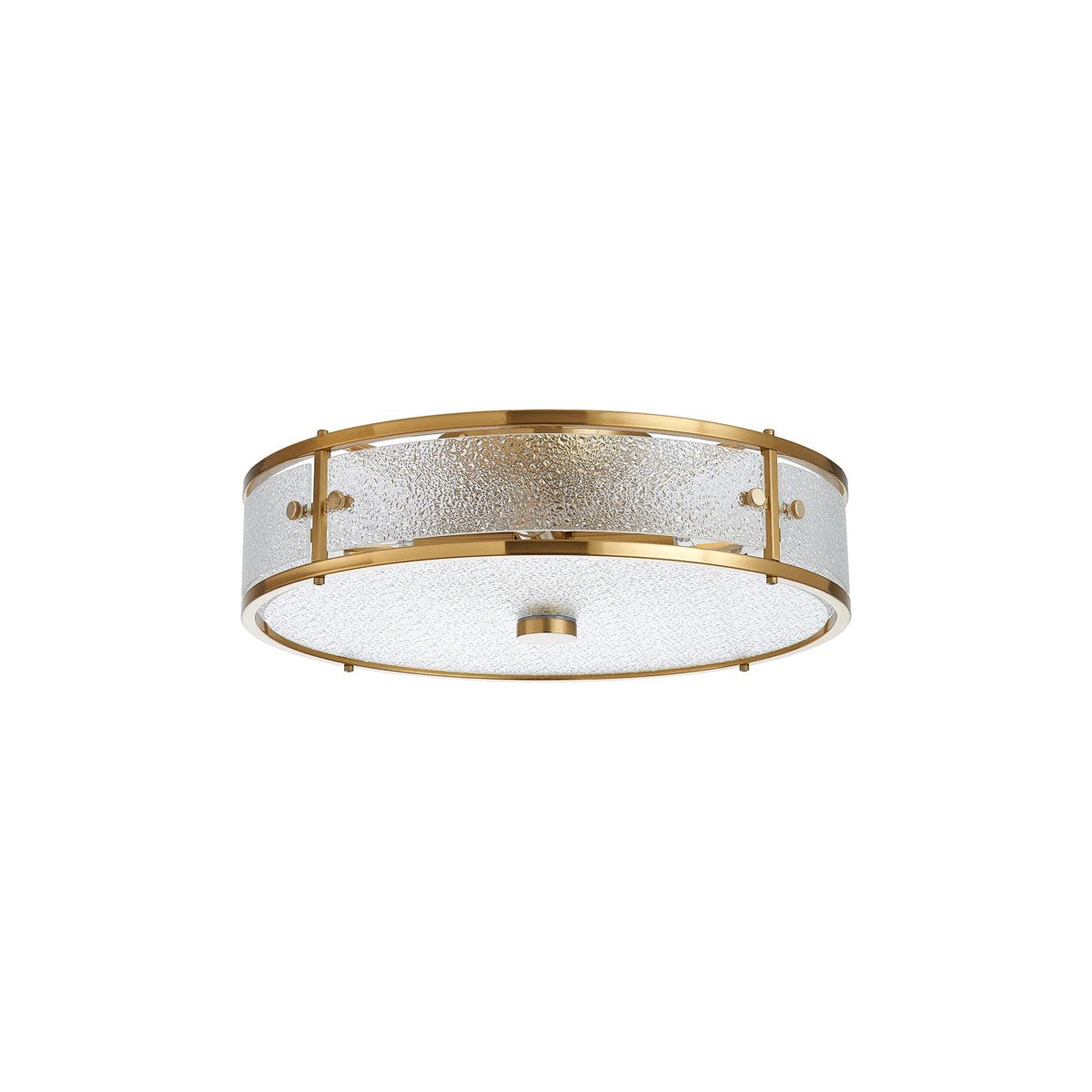 Regent Ramatuelle 4 Light 400mm Round Flush Ceiling Light - Brass / Clear Diamond Pattern