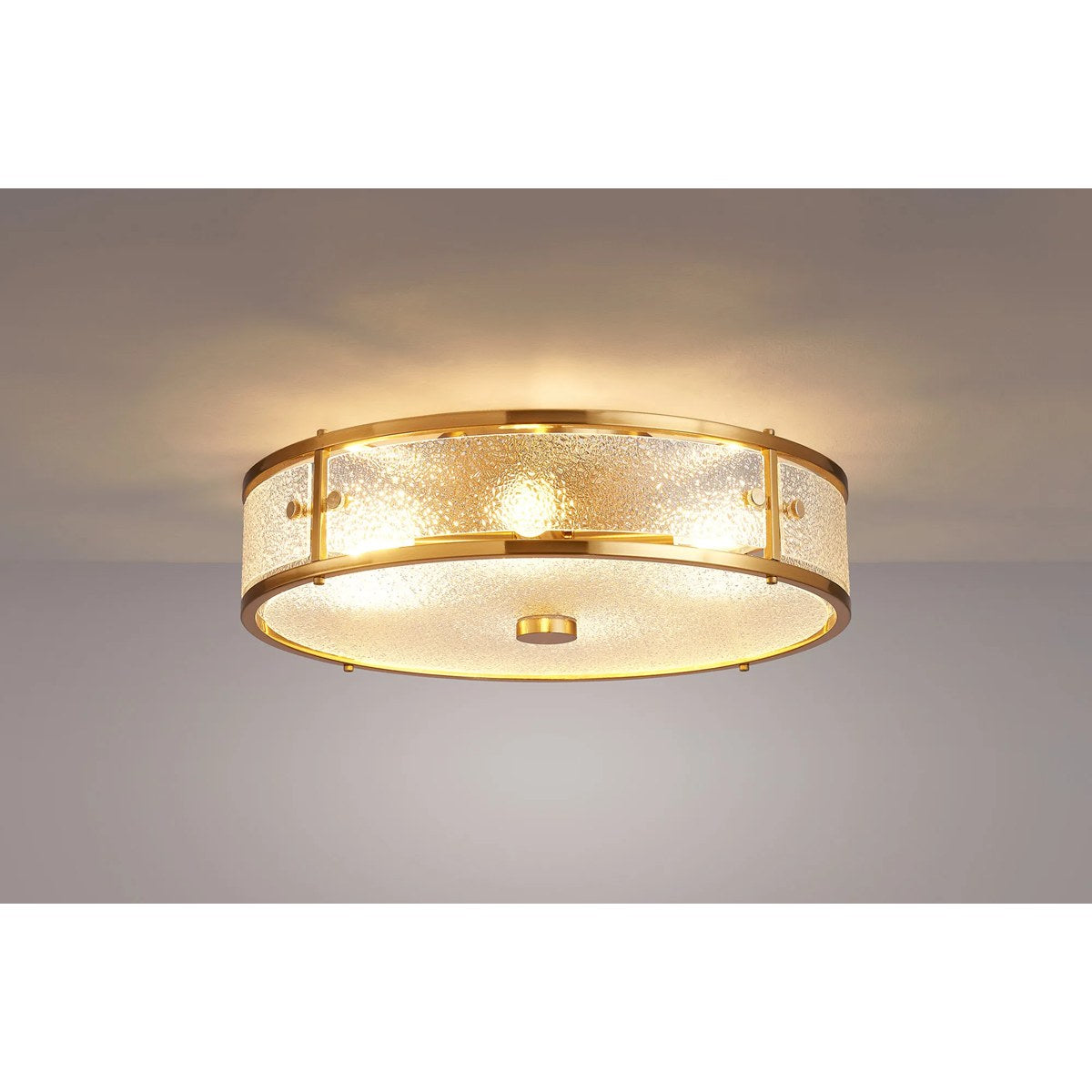 Regent Ramatuelle 4 Light 400mm Round Flush Ceiling Light - Brass / Clear Diamond Pattern