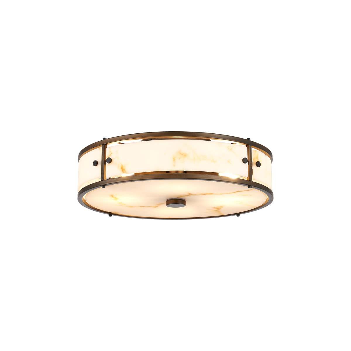 Regent Ramatuelle 4 Light 400mm Round Flush Ceiling Light - Painted Bronze / Brown Faux Alabaster