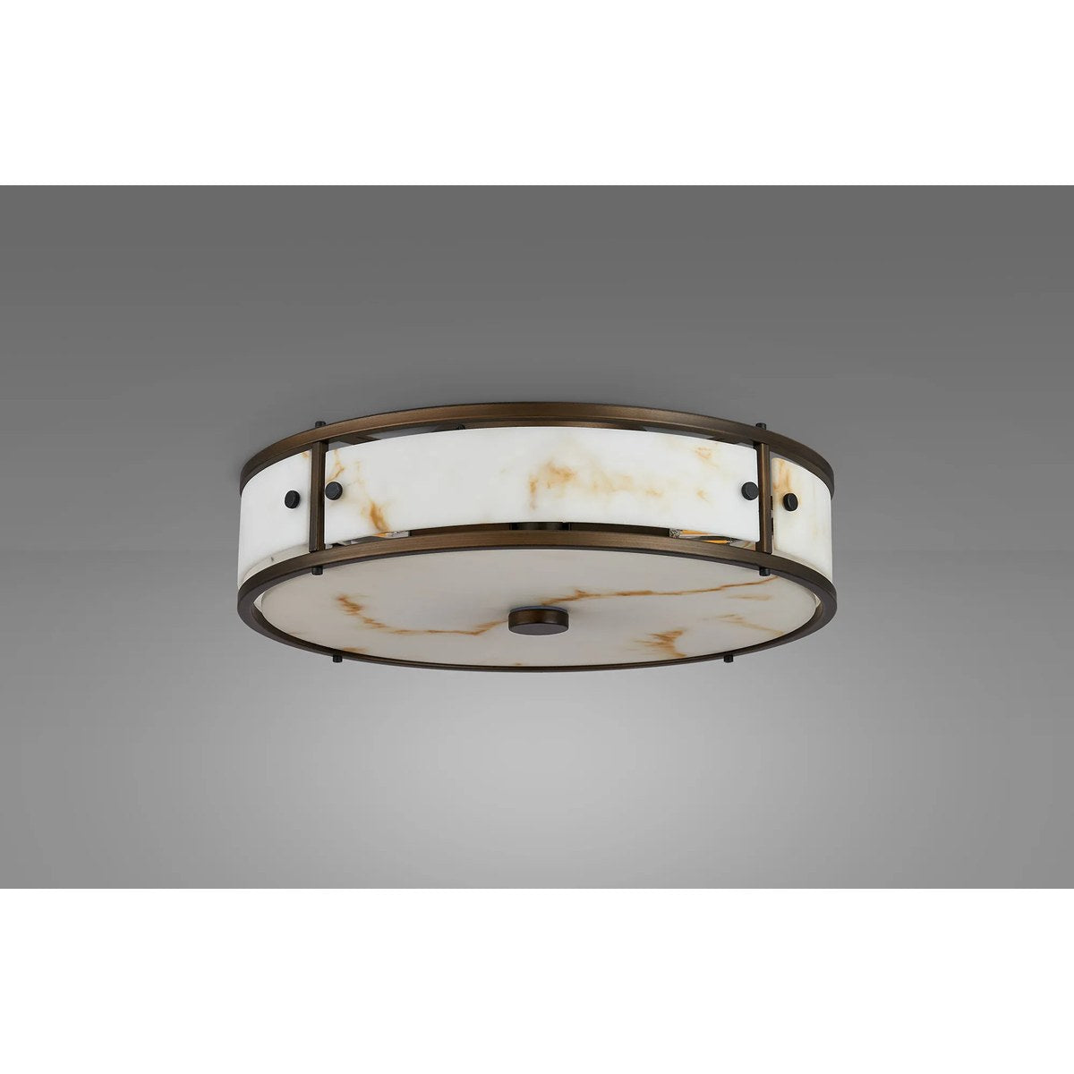 Regent Ramatuelle 4 Light 400mm Round Flush Ceiling Light - Painted Bronze / Brown Faux Alabaster