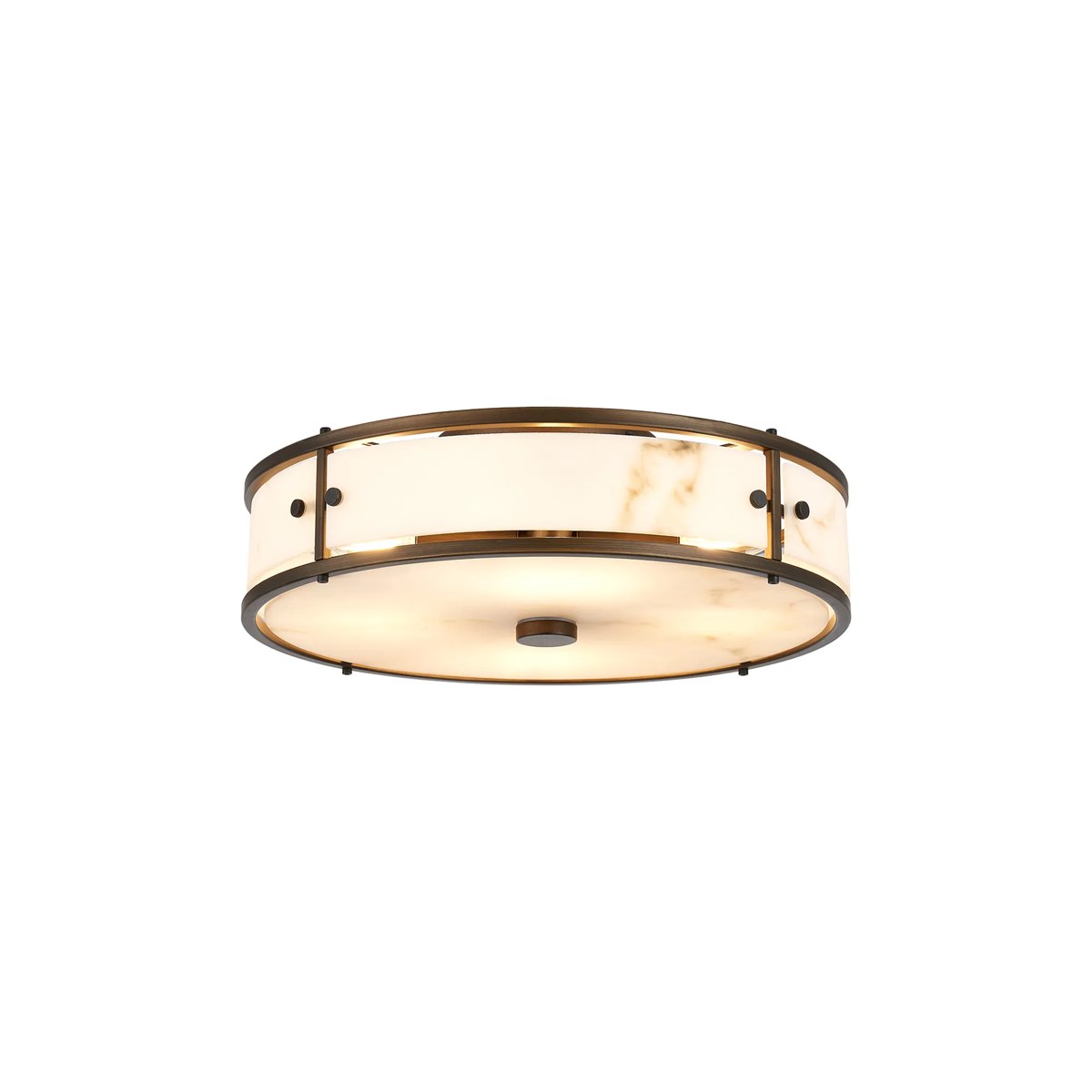 Regent Ramatuelle 4 Light 400mm Round Flush Ceiling Light - Painted Bronze / Grey Faux Alabaster