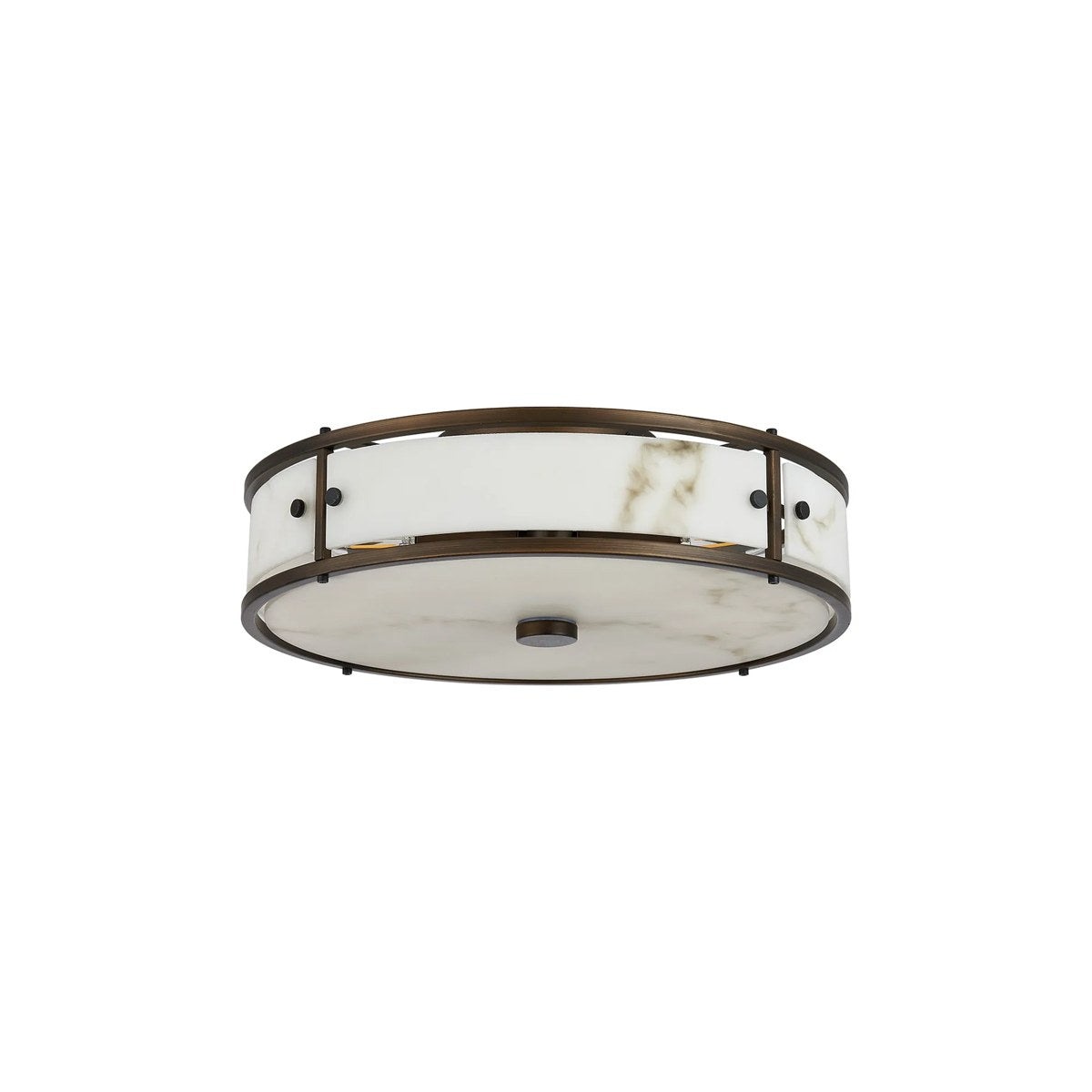 Regent Ramatuelle 4 Light 400mm Round Flush Ceiling Light - Painted Bronze / Grey Faux Alabaster