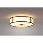 Regent Ramatuelle 4 Light 400mm Round Flush Ceiling Light - Painted Bronze / Grey Faux Alabaster
