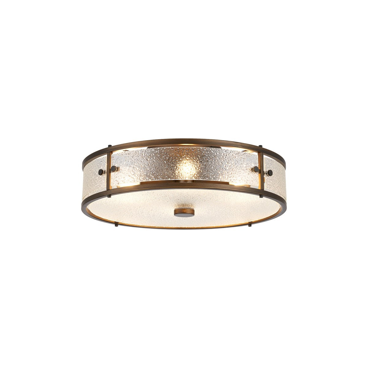 Regent Ramatuelle 4 Light 400mm Round Flush Ceiling Light - Painted Bronze / Clear Diamond Pattern