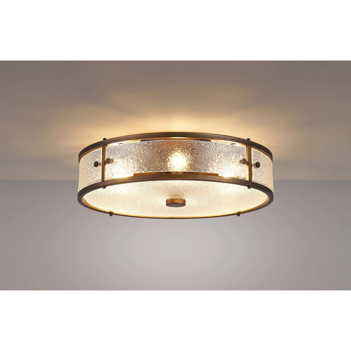 Regent Ramatuelle 4 Light 400mm Round Flush Ceiling Light - Painted Bronze / Clear Diamond Pattern