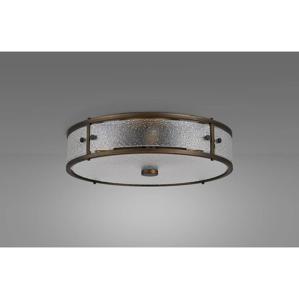 Regent Ramatuelle 4 Light 400mm Round Flush Ceiling Light - Painted Bronze / Clear Diamond Pattern