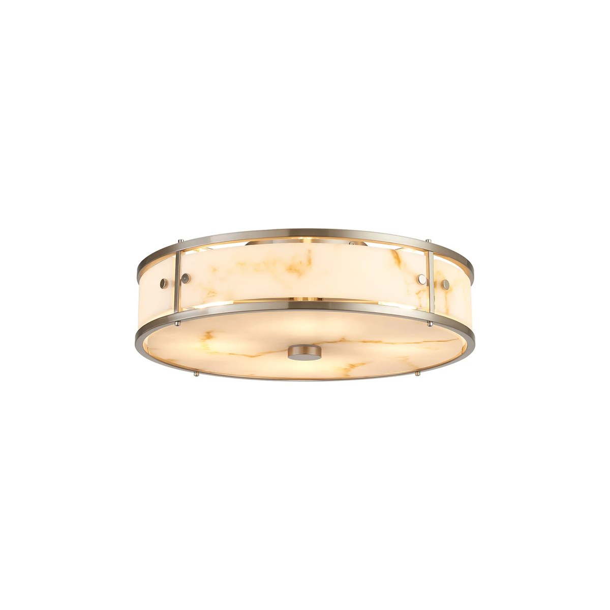 Regent Ramatuelle 4 Light 400mm Round Flush Ceiling Light - Satin Nickel / Brown Faux Alabaster