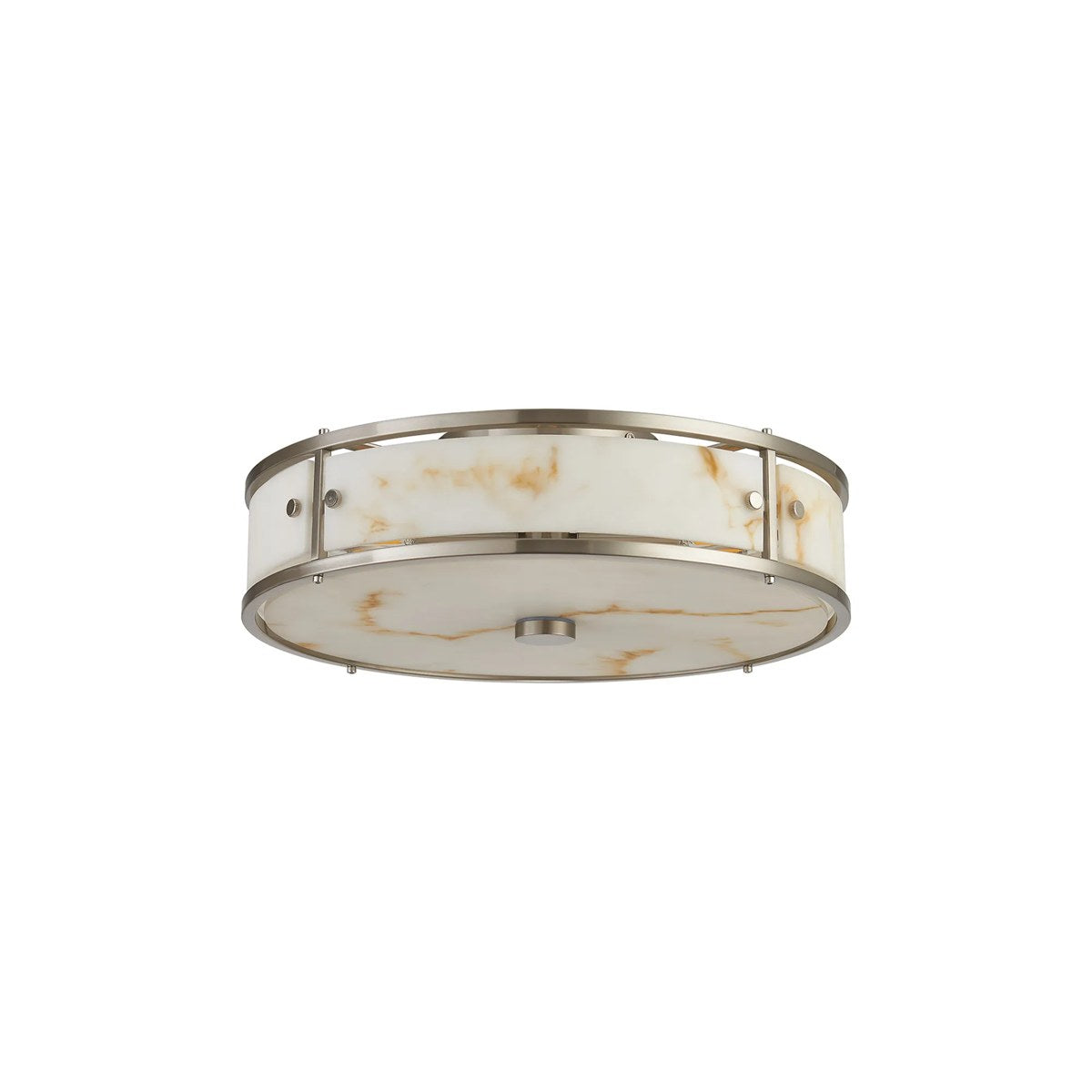 Regent Ramatuelle 4 Light 400mm Round Flush Ceiling Light - Satin Nickel / Brown Faux Alabaster